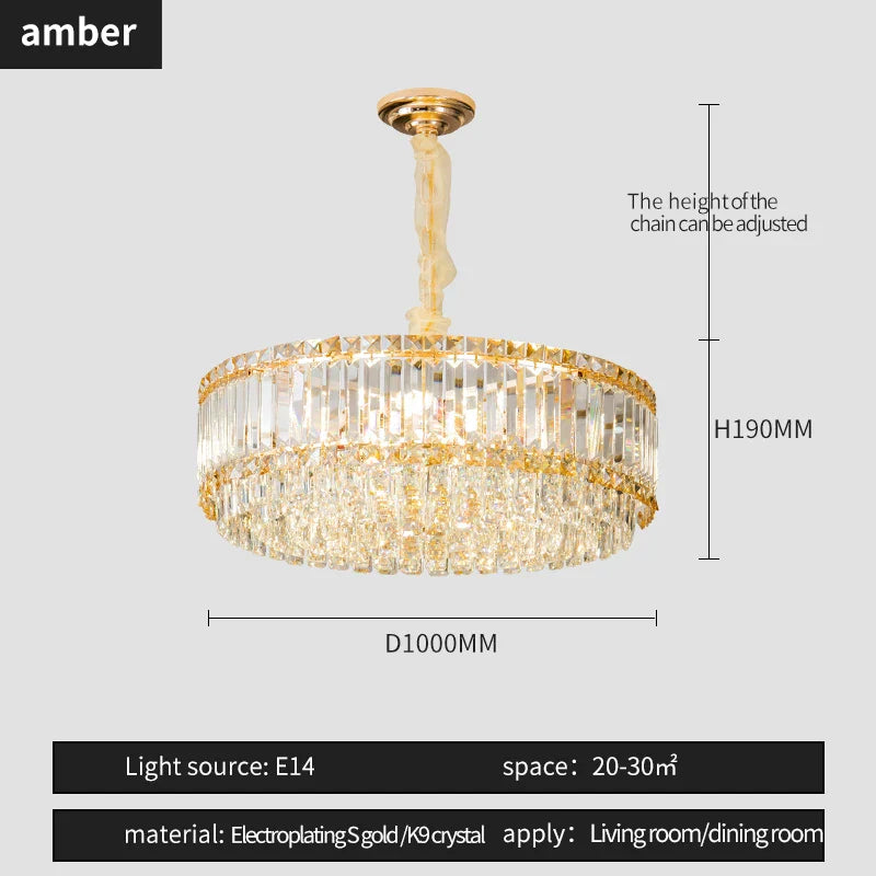 Crystal Chandelier: Elegant Modern Lighting for Living Room, Bedroom, and Restaurant.