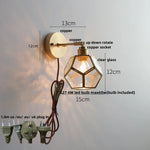 Colorful Square Glass LED Wall Lights with Pull Chain Switch - Tiffany Style