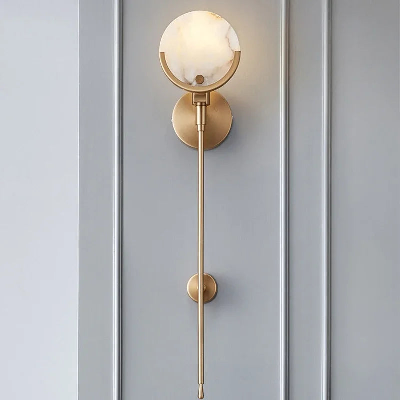 Gold Marble Copper Wall Lamp Modern Minimalist Bedside LED Light