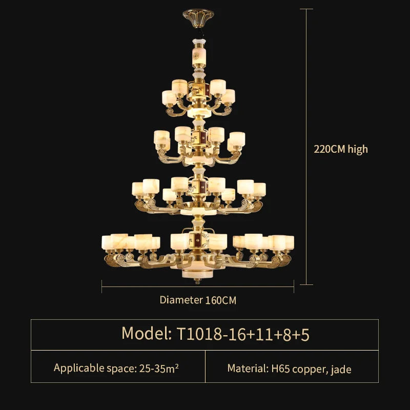 Natural Jade Chandelier - Luxurious Zhongshan Lamps for Dining, Bedroom, and Living Room