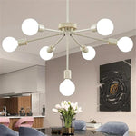 8-Head Nordic Ceiling Chandelier in Black White Gold for Modern Home Decor