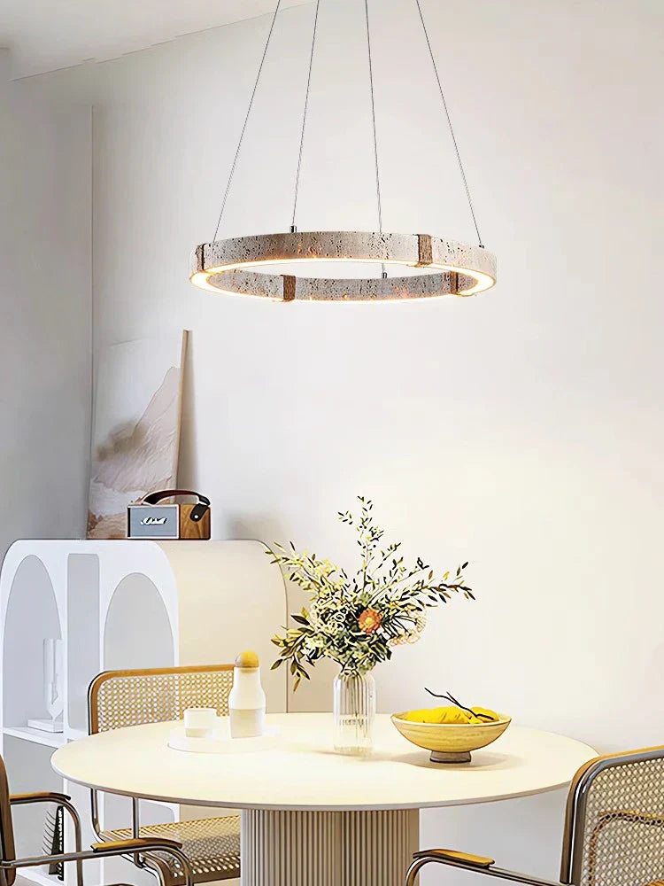 LED Stone Ring Chandelier - Trendy Design for Living & Dining Room