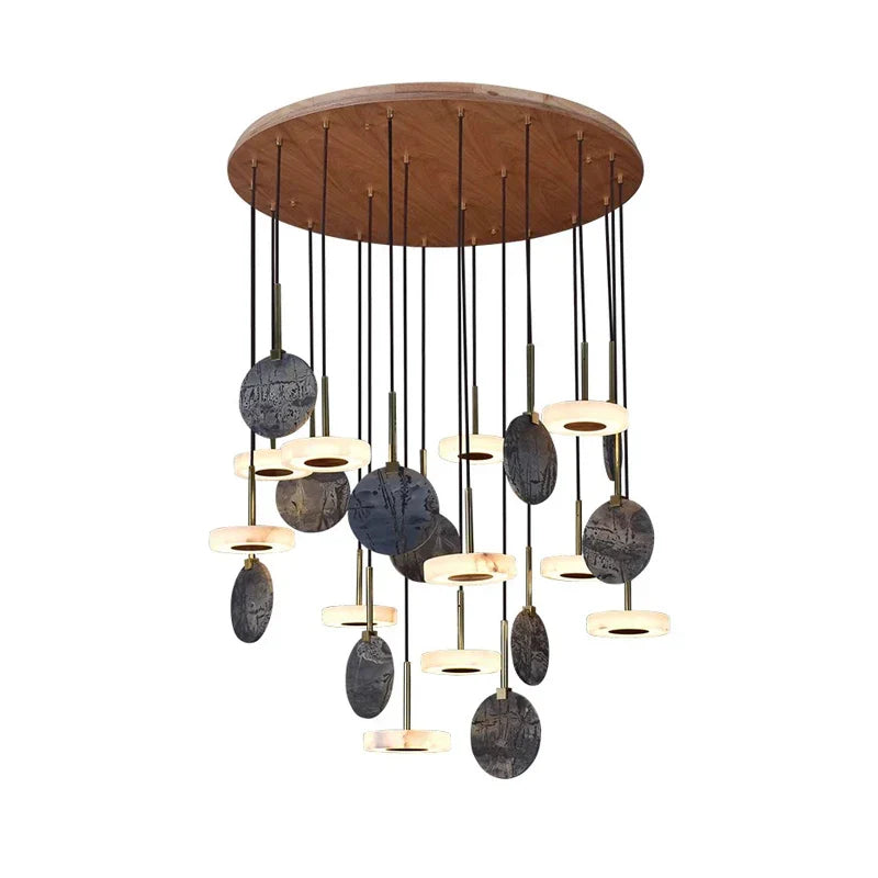 Burlywood Marble LED Ceiling Chandelier for Living Room