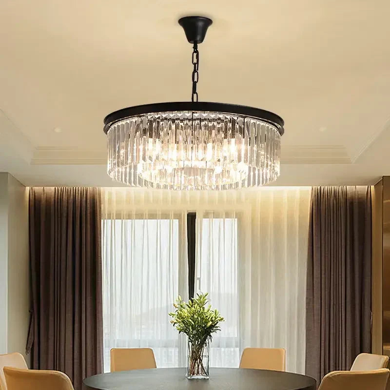 Metal Crystal Pendant Light Chandelier for Living Room, LED Hanging Lamp