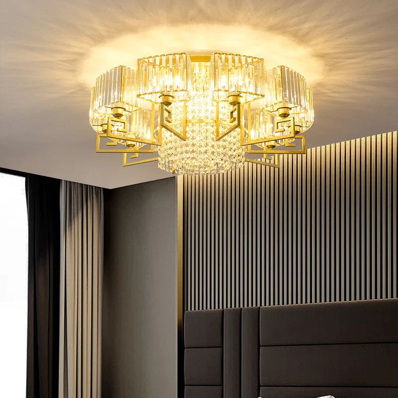 Luxury Crystal Ceiling Light for Living Room, Bedroom, Dining - Modern and Simple