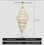 AFRALIA Crystal Large Chandelier for Villa Duplex Loft Stairs Living Room Hall.