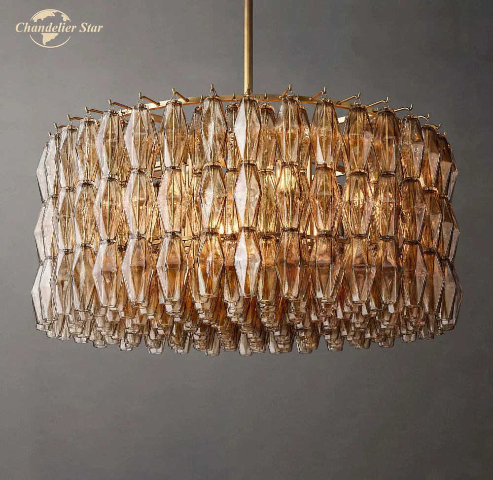 LED Smoke Glass Chandelier Pendant Light for Living Room Decor