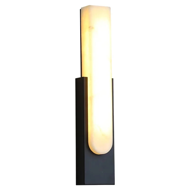 Nordic Marble LED Bedside Sconces | Modern Grey Metal Wall Light