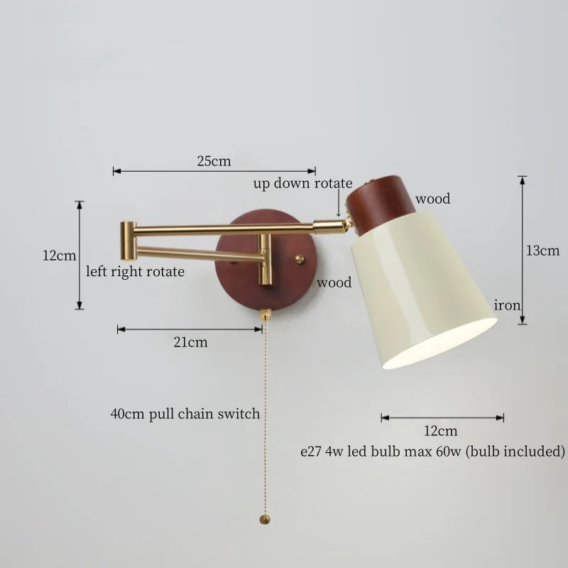 White Pumpkin LED Wall Light Fixture Swing Arm Nordic Modern Wandlamp