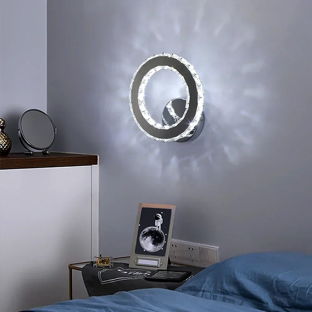 LED Crystal Sconce Wall Lamp: Modern Luxury Lighting for Living Room, Bedroom, and Corridor.