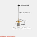 Afralia™ Terrazzo LED Pendant Lamp: Colorful Copper Modern Hanging Light