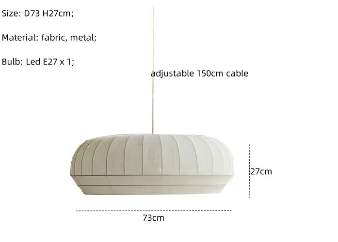 Nordic White Fabric LED Chandelier Pendant Light for Modern Living Room