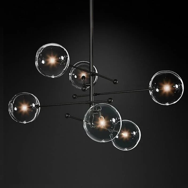 Black Gold Glass LED Chandelier for Living Room Bedroom Restaurant