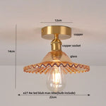 Glass Flush Mounted Ceiling Light Fixture - Modern Nordic Green Glass LED Ceiling Lamp