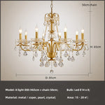 Crystal Pendant Chandelier Foyer Light Luxury Candle Design Led Lamparas
