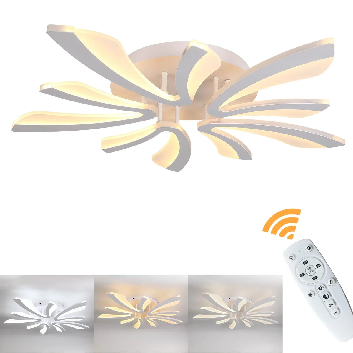 Modern Acrylic LED Chandelier Ceiling Light Fixture with RC Dimming – Indoor Plafon Lamp