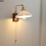 Walnut Ceramic LED Wall Lamp Pull Chain Switch - Modern Bathroom Mirror Light