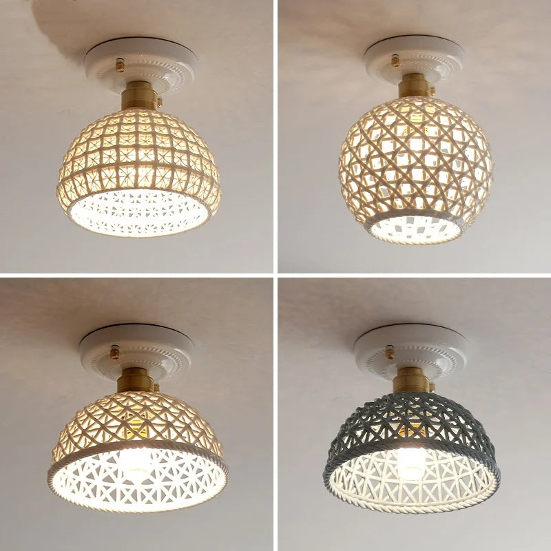 Ceramic LED Ceiling Lamp Indoor Lighting Semi-Circular Light Fixture