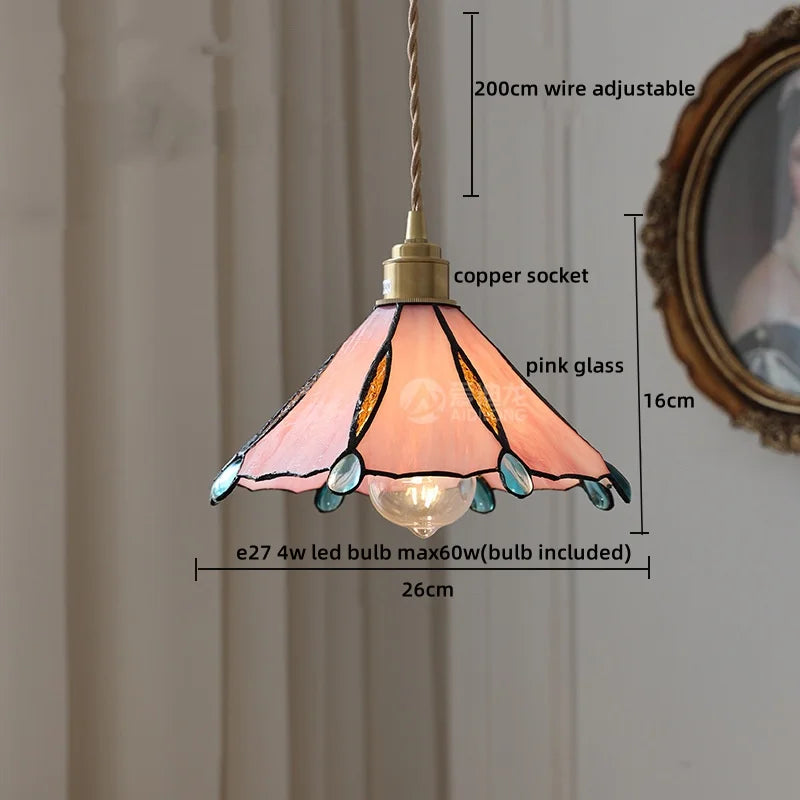 Glass Copper LED Pendant Lamp for Dining Room, Nordic Modern Hanging Light Fixtures