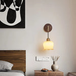 Walnut Wood LED Wall Lamp: Modern Nordic Resin Bathroom Mirror Stair Light