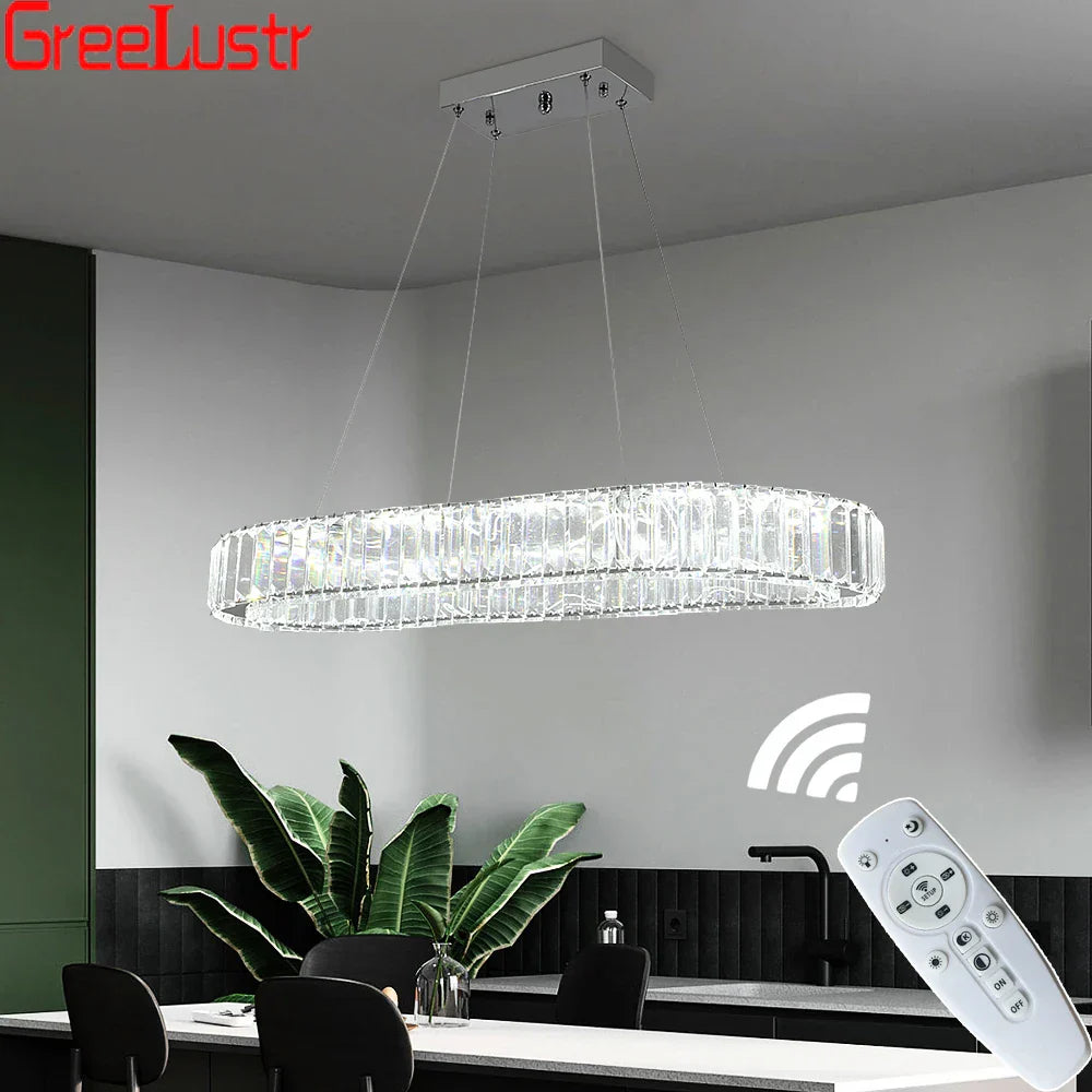 Crystal Oval Design LED Chandelier: Modern Large Pendant Light for Living Room & Bedroom