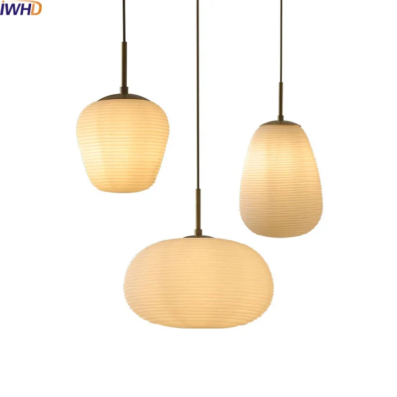 Glass Copper LED Pendant Chandelier for Bedroom Dining Living Room