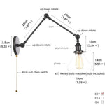 Clear Glass Swing Arm Wall Light Fixture for Dining Living Room Cafe