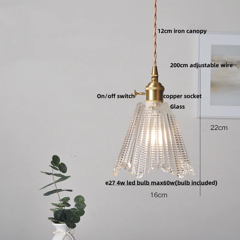 Walnut Wood LED Pendant Lamp Green Glass Modern Interior Hanging Light