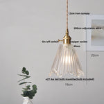Walnut Wood LED Pendant Lamp Green Glass Modern Interior Hanging Light