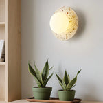 Terrazzo Stone Glass LED Wall Light Fixture with Pull Chain Switch