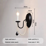 Black E14 Candle Chandelier: French Living Room Pendant Lighting for Home Decor