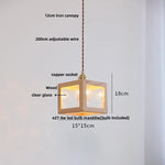 Walnut Wood Resin LED Pendant Lamp Adjustable for Modern Nordic Living Room