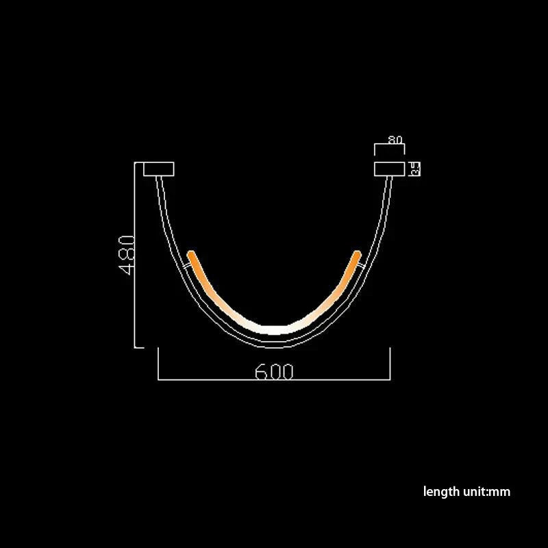 Long Curve Ceiling Chandelier for Modern Living Room and Villa Decor