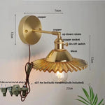 Vintage Green Glass LED Wall Light with Pull Chain Switch