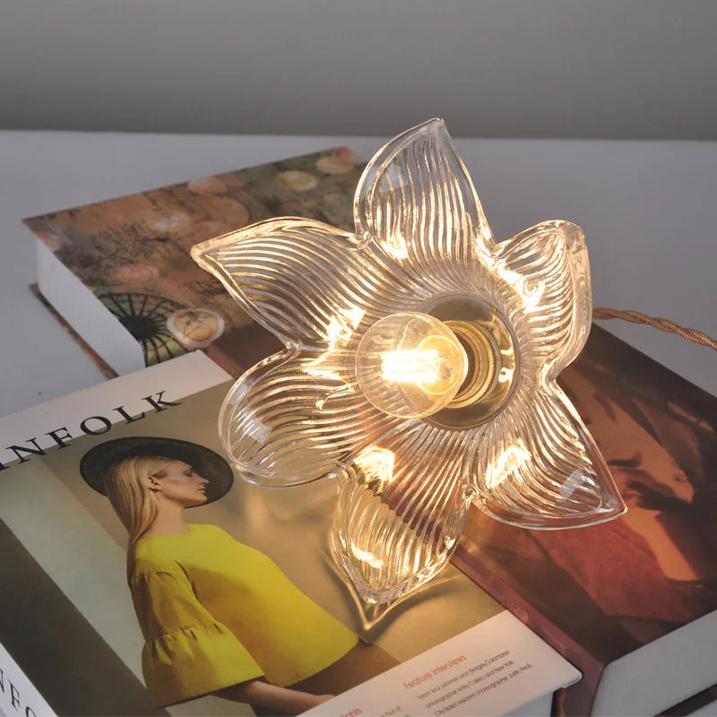 Flower Glass LED Pendant Lights for Home Decor, Adjustable Kitchen Hanging Lamp