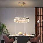Crystal Ring LED Pendant Light - Modern Home Lighting for Bedroom and Restaurant
