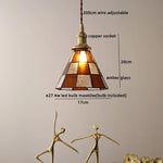 Amber Glass LED Pendant Light - Nordic Modern Copper Suspension Luminaire for Home