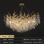 Gold Crystal Chandeliers for Dining Room Branch Hanging Lamp Large Lighting