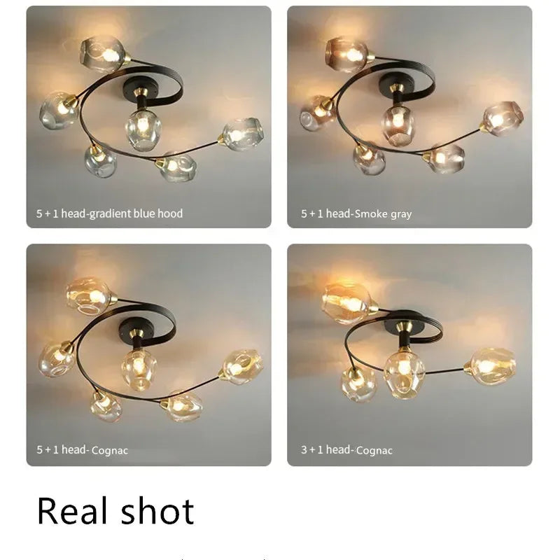 Nordic Glass Chandelier: Bedroom Dining Room Pendant Light Luminaires