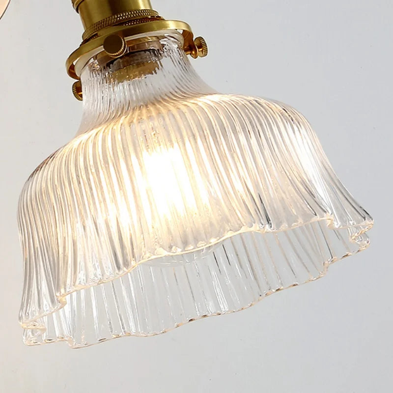 Glass Rotate Copper Wall Sconce | Pull Chain Switch LED Light Fixture