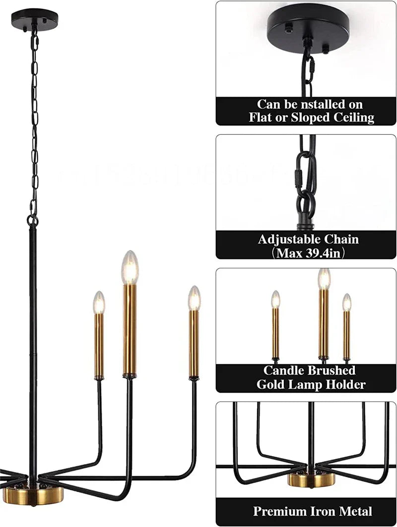 Modern Retro Chandelier Pendent Lamp LED Living Room Lighting Fixtures