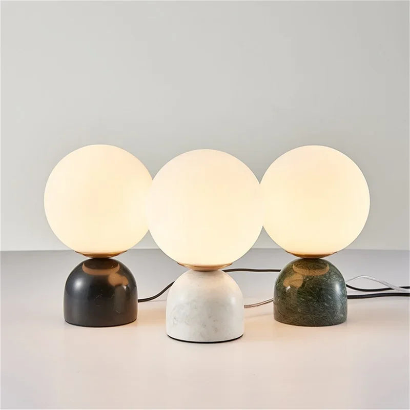 Marble Table Lamp: Modern Nordic Glass Light for Living Room, Bedroom, Study