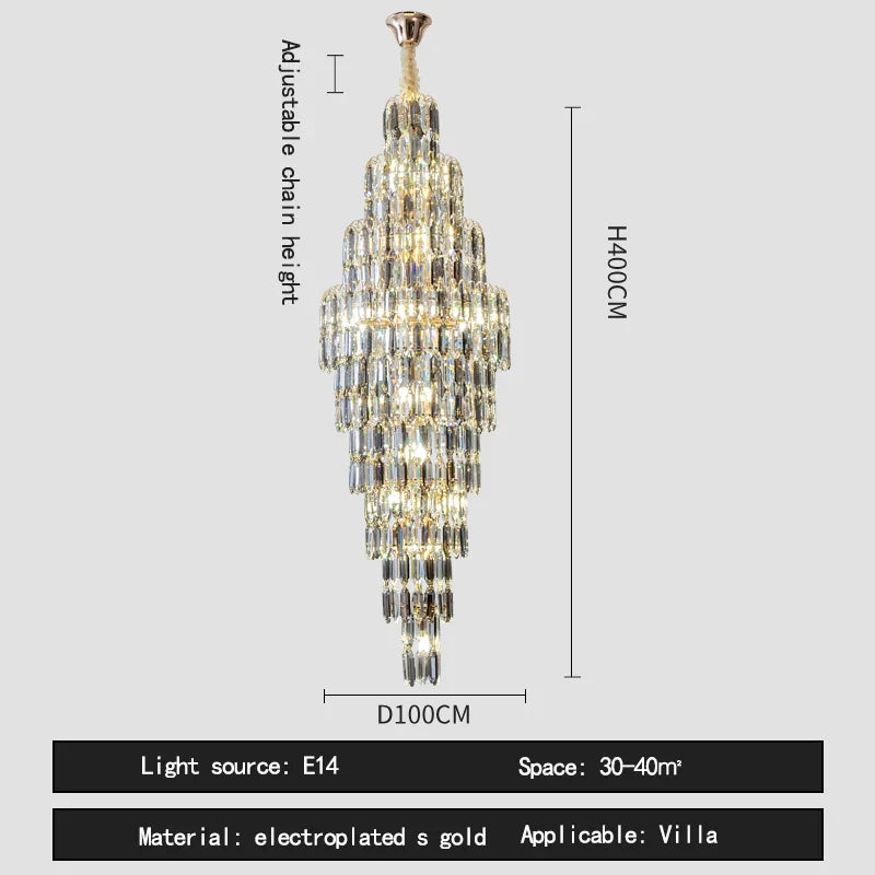 Crystal Loft Pendant Light: Sleek Spiral Staircase Chandelier