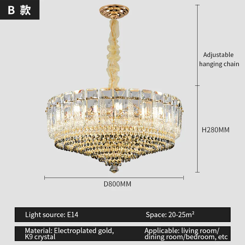 Crystal Light Chandelier: Modern Elegance for Living Room, Bedroom, Dining Room