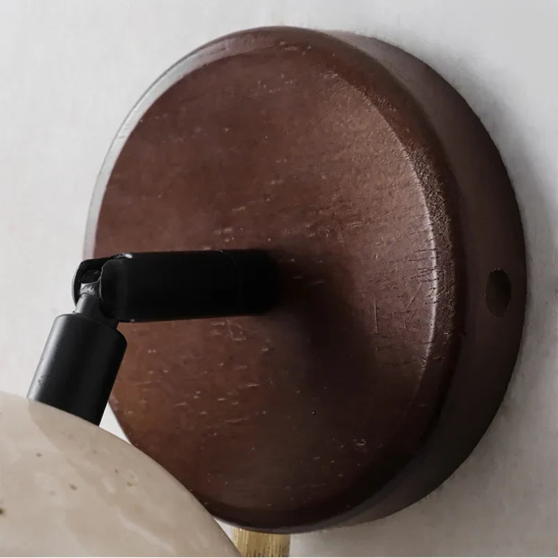 Yellow Travertine LED Wall Light with Pull Chain Switch, Modern Nordic Design