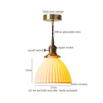 Ceramic LED Pendant Light: Modern Brass Hanging Lamp for Home Decor