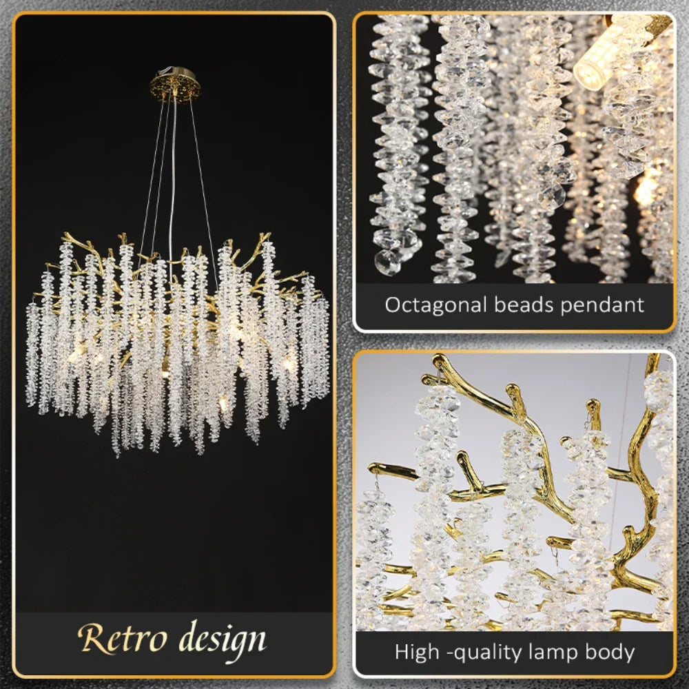 Crystal Metal Chandelier: Elegant Luxury Hanging Lamp for Home Hotel Decor