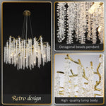Crystal Metal Chandelier: Elegant Luxury Hanging Lamp for Home Hotel Decor