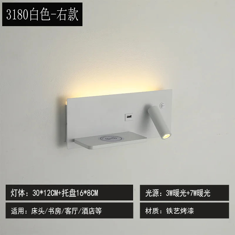 Wireless Charger Adjustable Headboard Spotlights