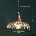 Wood Glass LED Pendant Lights Modern Hanging Lamp for Kitchen Living Room